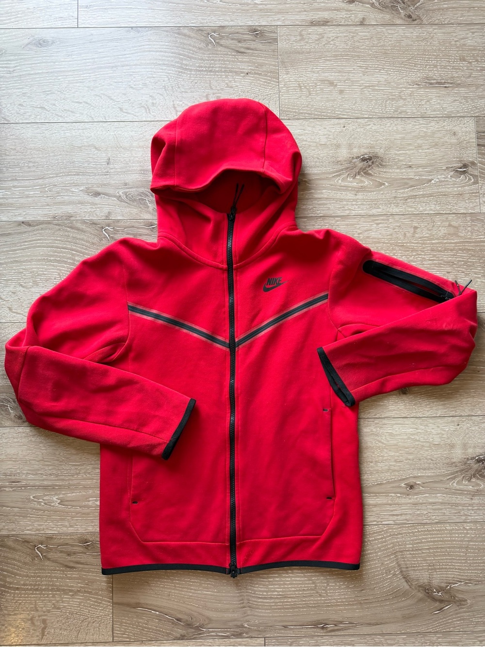 Nike Tech Fleece Red Full-Zip Hooded Jacket